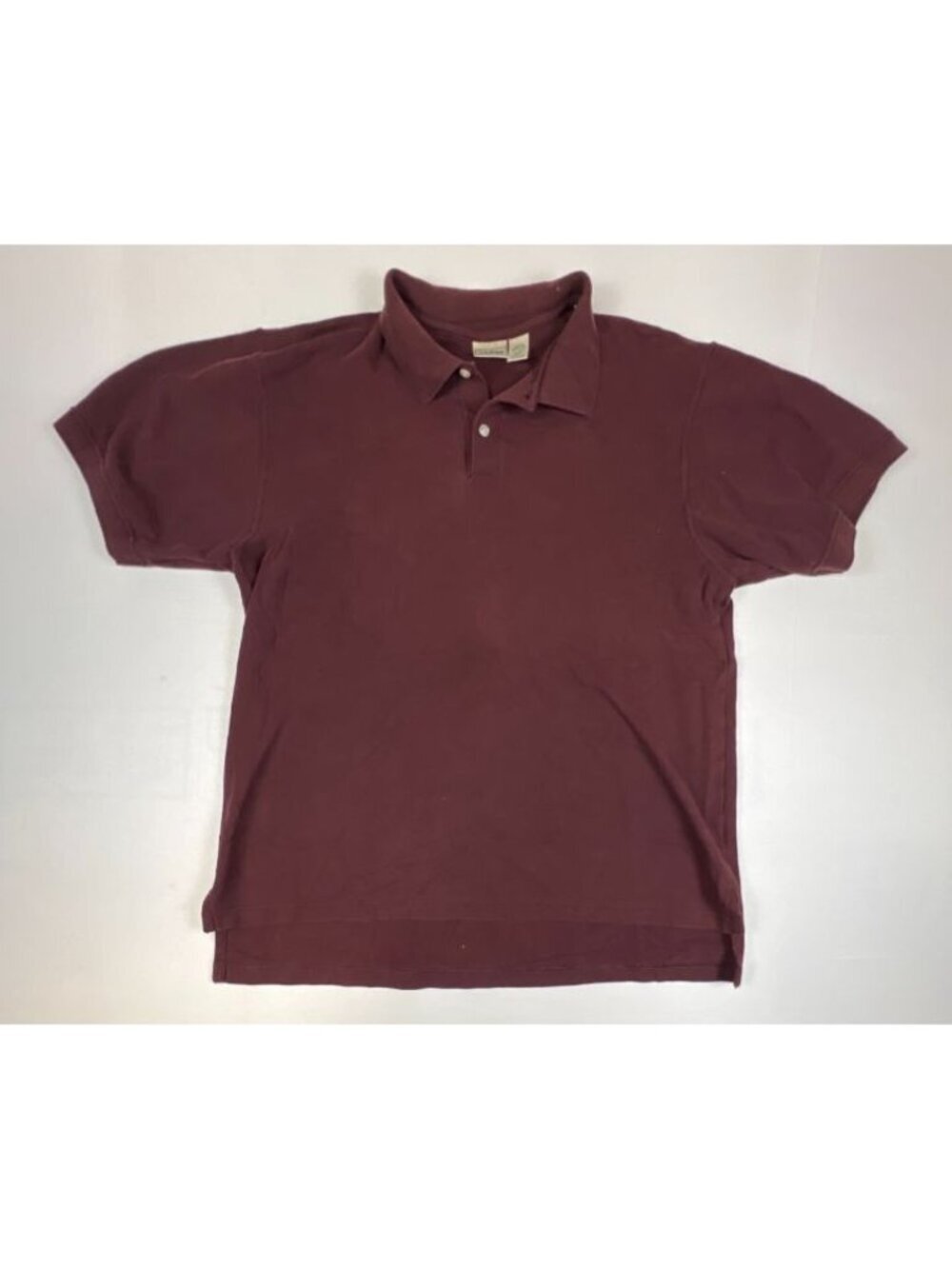 Vintage LL Bean Mens L Polo Shirt Burgundy Pique Knit Solid Made USA